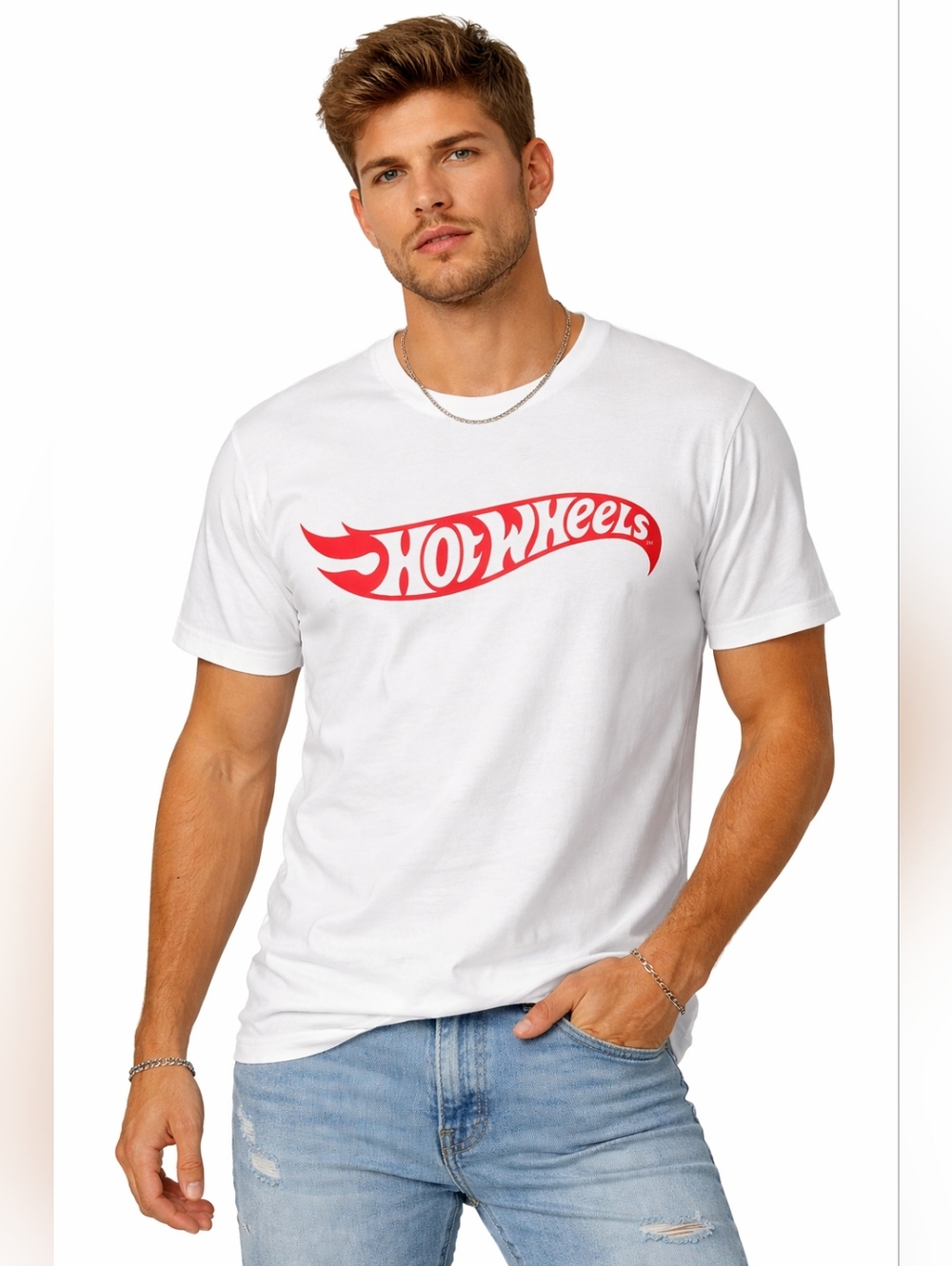 Hot Wheels Graphic T-Shirt White Logo Tee Size Small Racing Streetwear